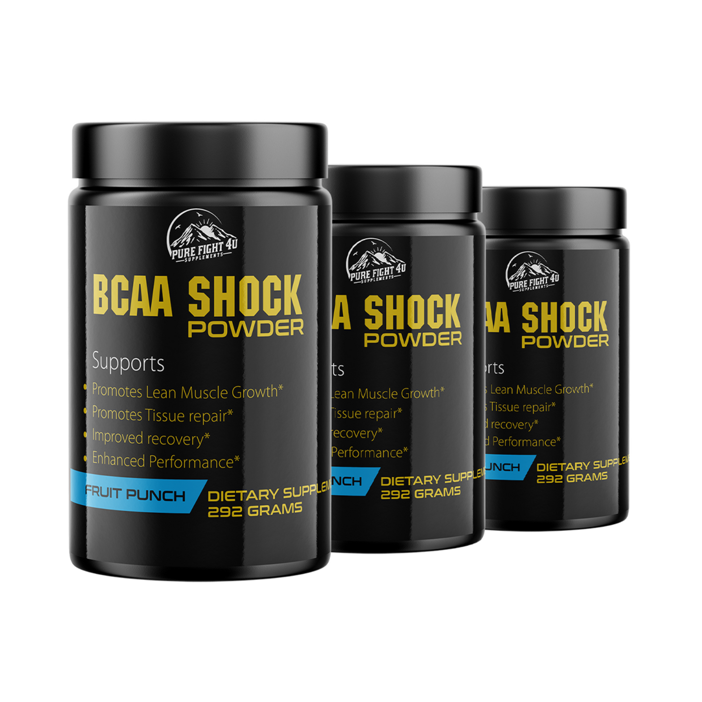 BCAA Shock Powder Fruit Punch Flavor 292 Grams - 3 Bottles