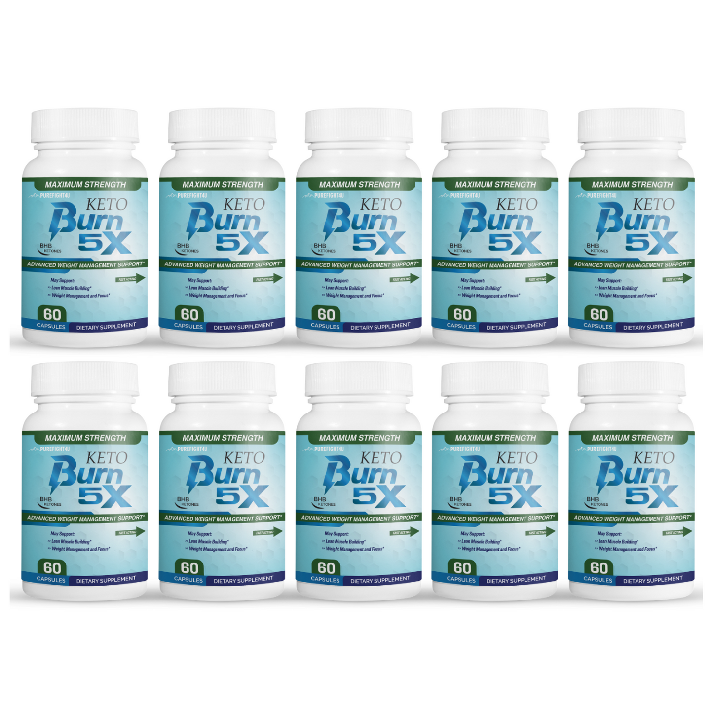 Keto Burn 5x Pills Advanced Weight Management Support 10 Bottles 600 Capsules