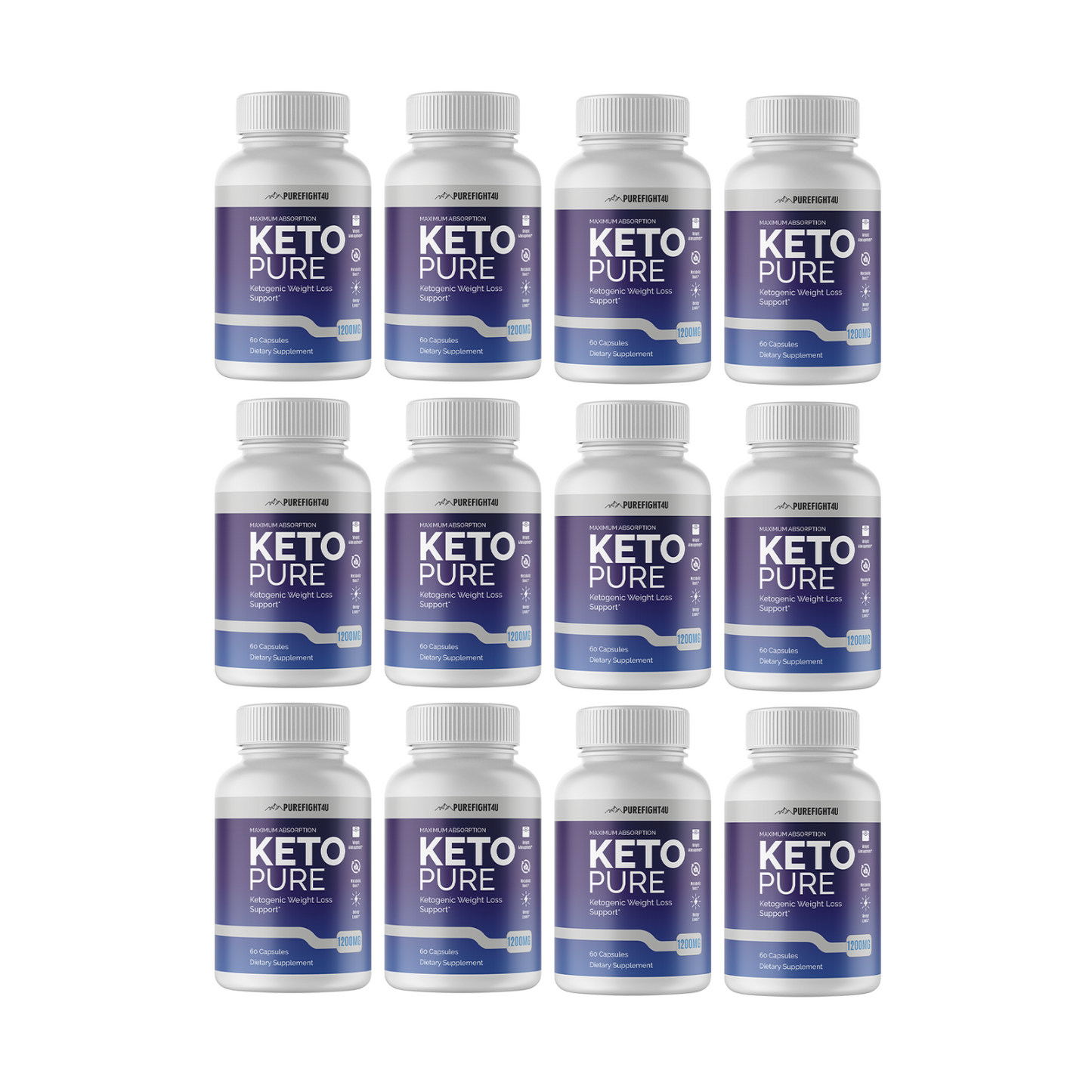 Keto Pure Ketogenic Weight Loss Support - 12 Bottles 600 Capsules