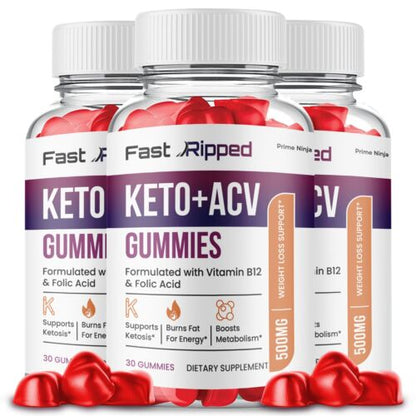 Fast Ripped Keto ACV Gummies, Official Max Strength Keto ACV Gummies (3 Pack)