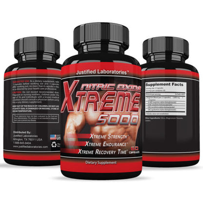 2 x Xtreme 5000 Extreme Arginine Nitric Oxide Glutamine Muscle Pump 60 Caps