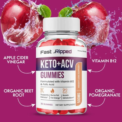 Fast Ripped Keto ACV Gummies, Official Max Strength Keto ACV Gummies (5 Pack)