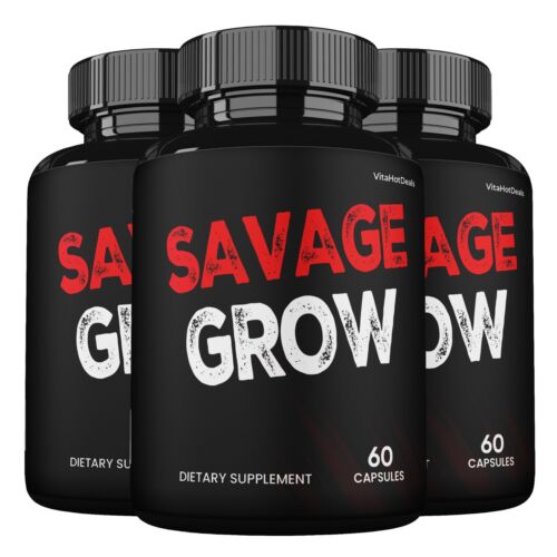 Savage Grow Capsules, Maximum Strength Supplement , Made in USA  (3 Pack)