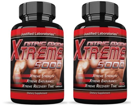 2 x Xtreme 5000 Extreme Arginine Nitric Oxide Glutamine Muscle Pump 60 Caps