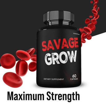 Savage Grow Capsules, Maximum Strength Supplement , Made in USA  (3 Pack)